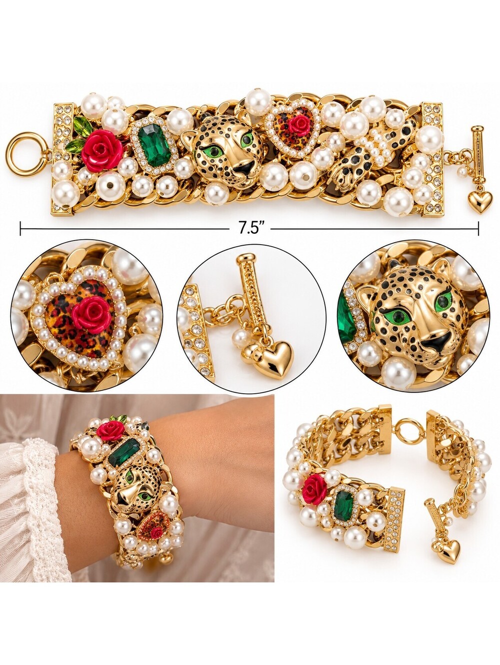 Betsey Johnson Leopard Rose Bracelet